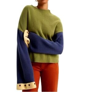 Levi’s x Emma Chamberlain Colorblock Mockneck Sweater Olive Navy Size L